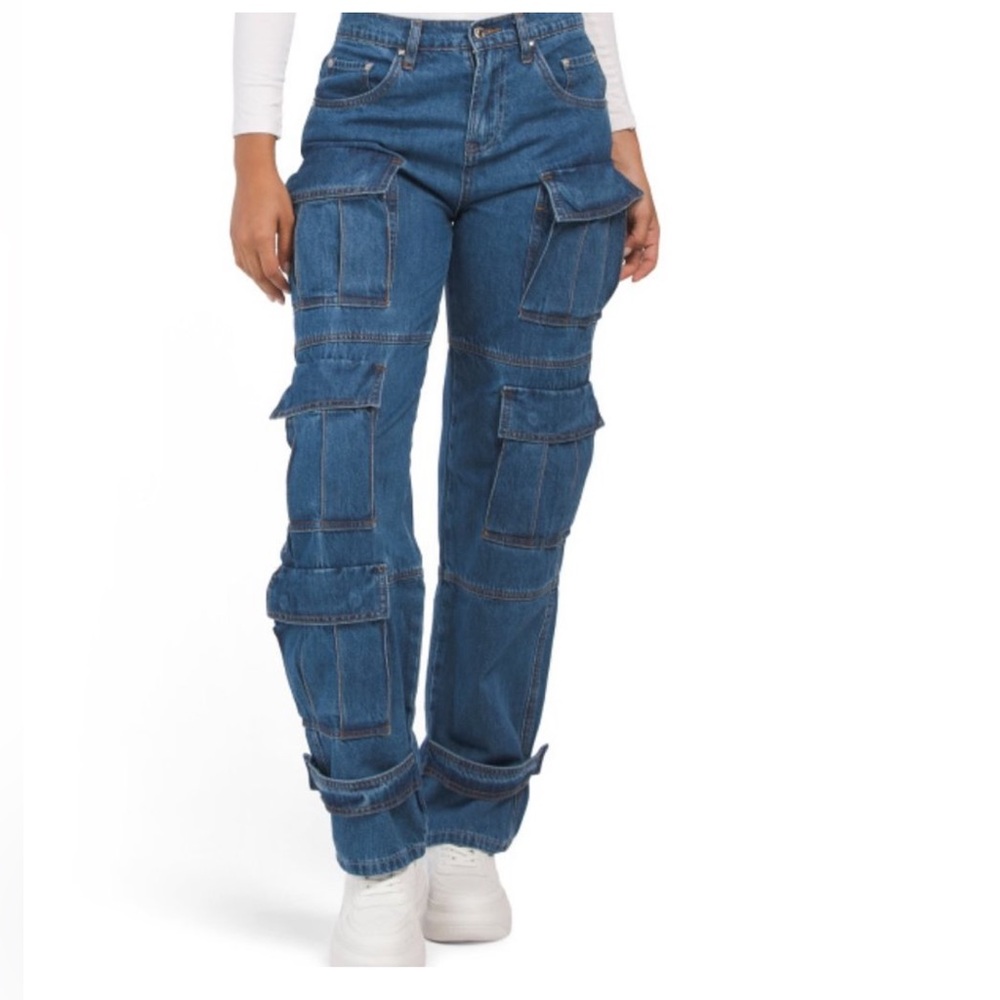 TORN by Ronny Kobo Women's Blue Cargo Jeans
